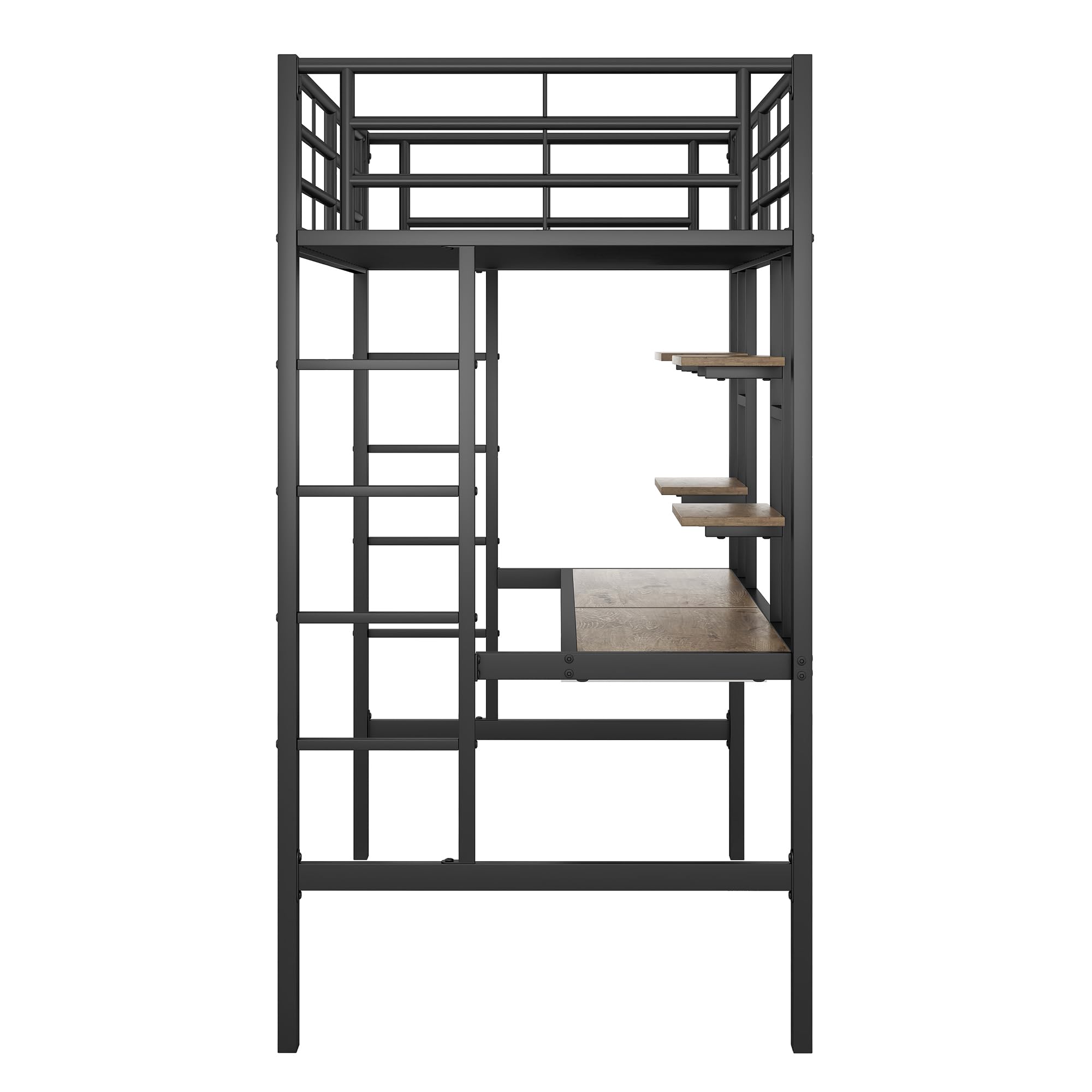 Moimhear Bedframe van metaal, ijzeren bed, hoogslaper met bureau en twee boekenplanken voor kinderen, jongeren en volwassenen (wit, 90 x 200 cm Moimhear Bedframe van metaal, ijzeren bed, hoogslaper met bureau en twee boekenplanken voor kinderen, jongeren en volwassenen (wit, 90 x 200 cm