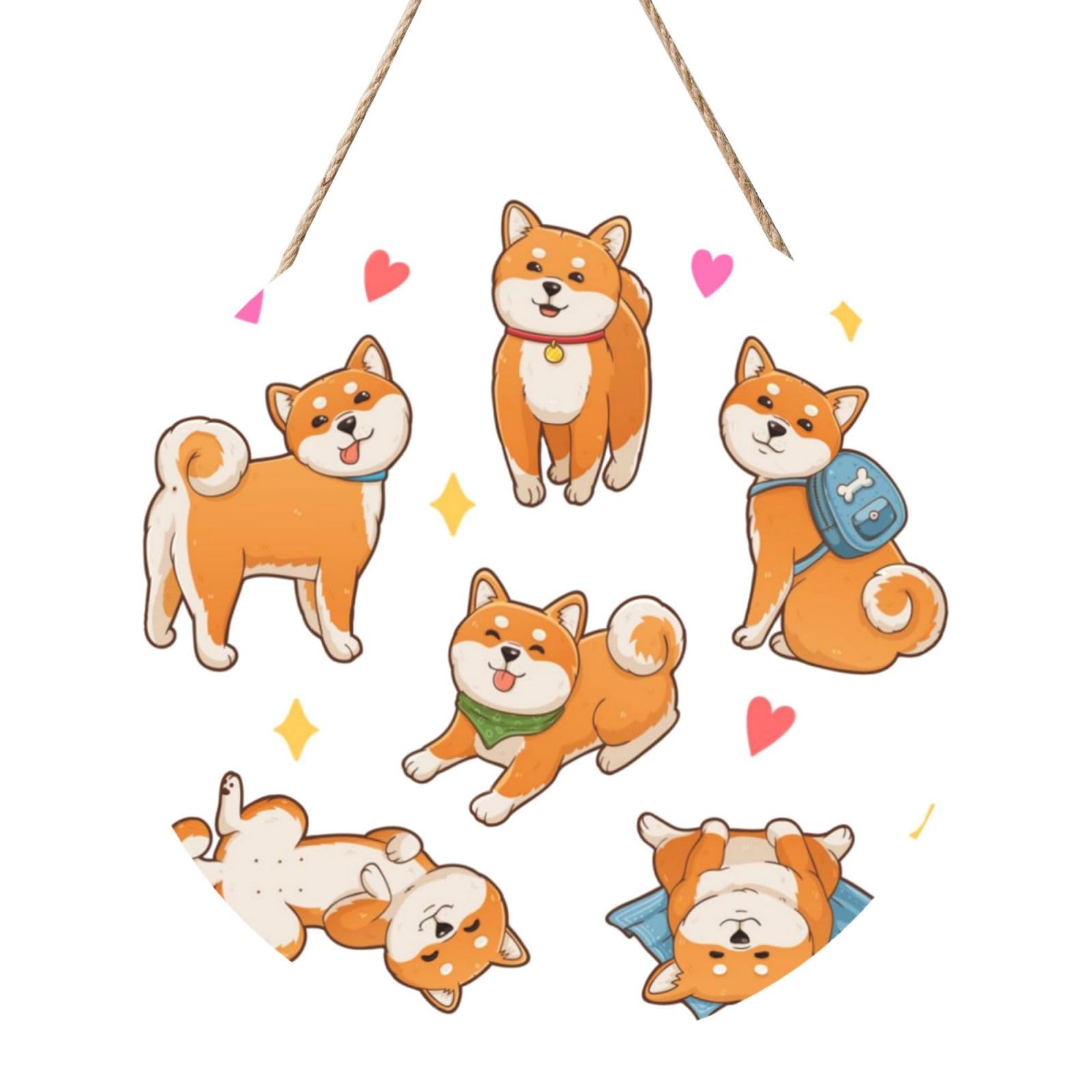 InOmak Cute Funny Shiba Inu, Round Wood Panel Painting 12 in, Wall Hanging Painting For Home
