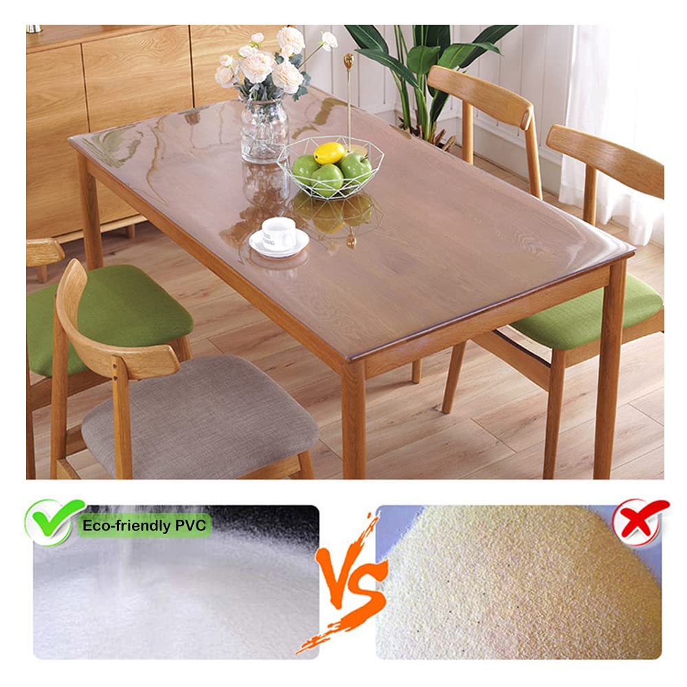 Table Protector Clear 1.5mm PVC Wipeable Table Cover Cloth Waterproof For Home Kitchen 23.6 X 78.7 Inch (Transparent, 60 x 200 cm) - Image 2
