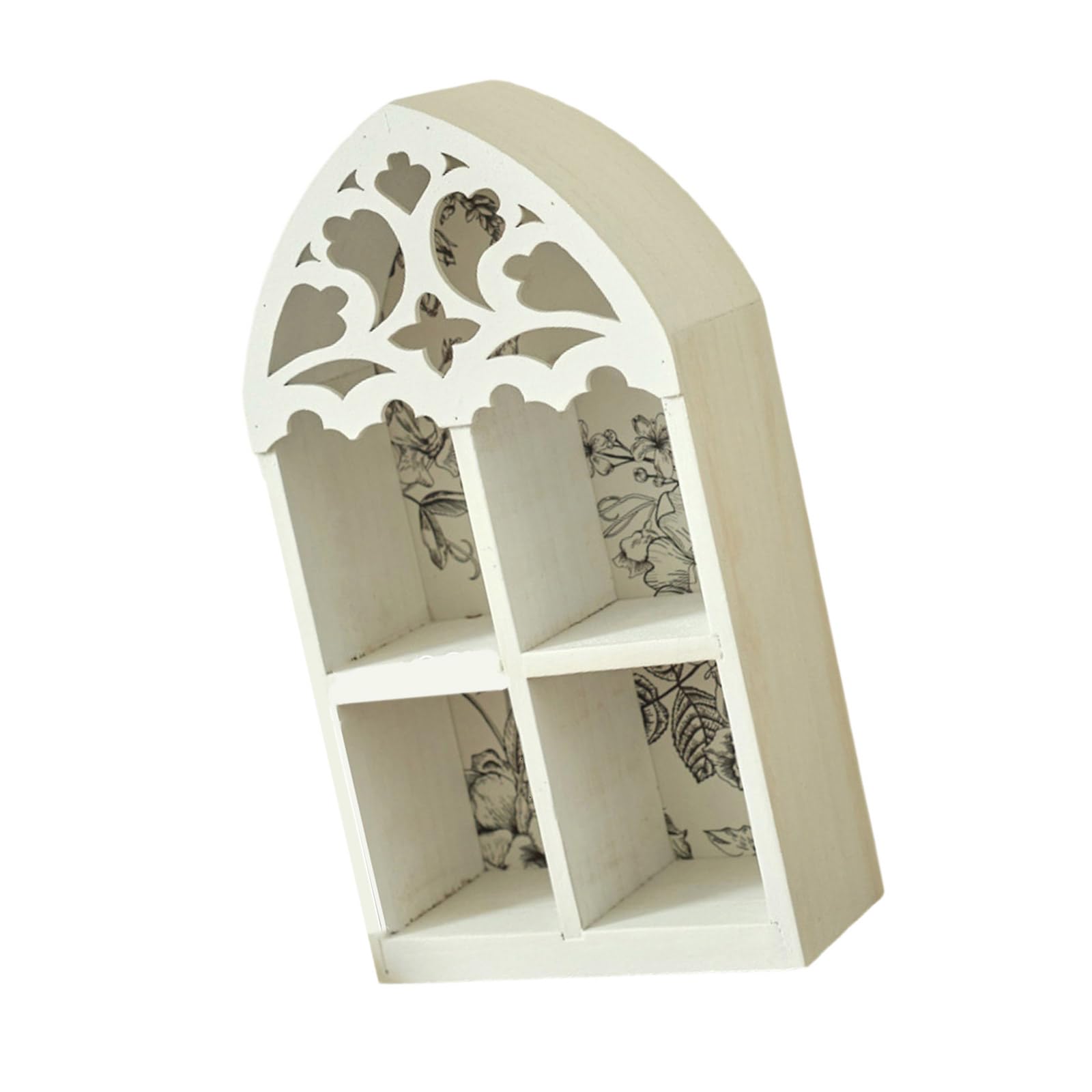 HZBB French Quatrefoils Floating Shelf with Intricate Carvings MultiTier Wall Mounted Home Decoration Unique Gift Wood Multilayer Wall Shelf