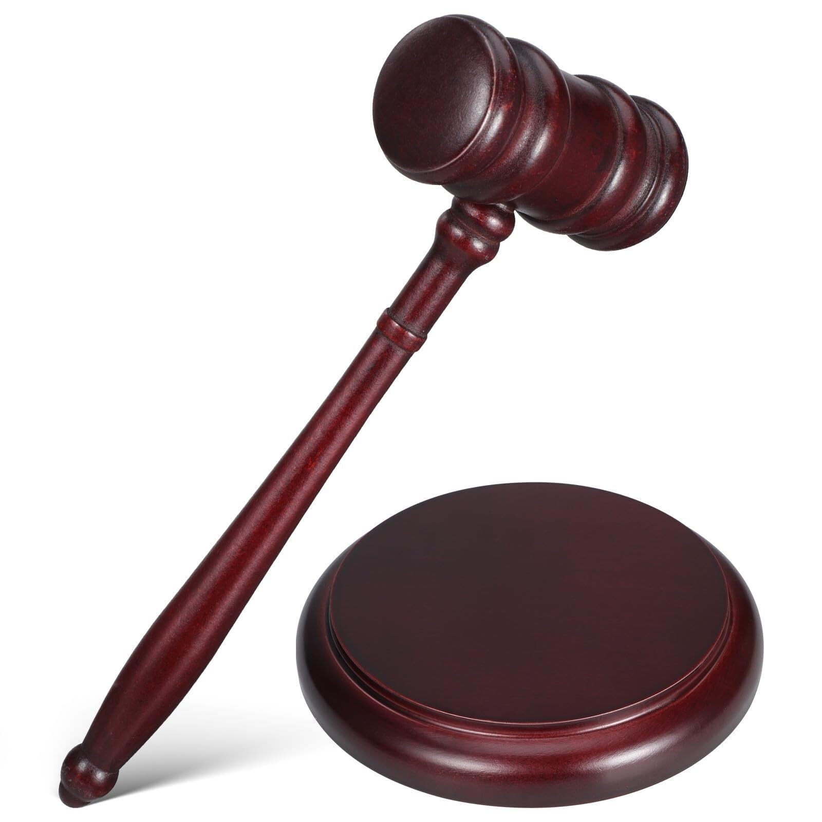 Judge Gavel and Block Set with Wooden Base, Traditional Legal Presentation Hammer for Auctions Courtroom Judges Wood Mallets