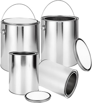 AKOLAFE 4 Pack Empty Paint Cans 1 Gallon Paint Can with Lids & Handles 2 + 2 Quart Paint Cans with Lids 2 Paint Bucket for Painting Metal Paint Pail Paint Containers for Leftover Paint Storage