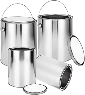 AKOLAFE 4 Pack Empty Paint Cans 1 Gallon Paint Can with Lids & Handles (2) + 2 Quart Paint Cans with Lids (2) Paint Bucket for Painting Metal Paint Pail Paint Containers for Leftover Paint Storage
