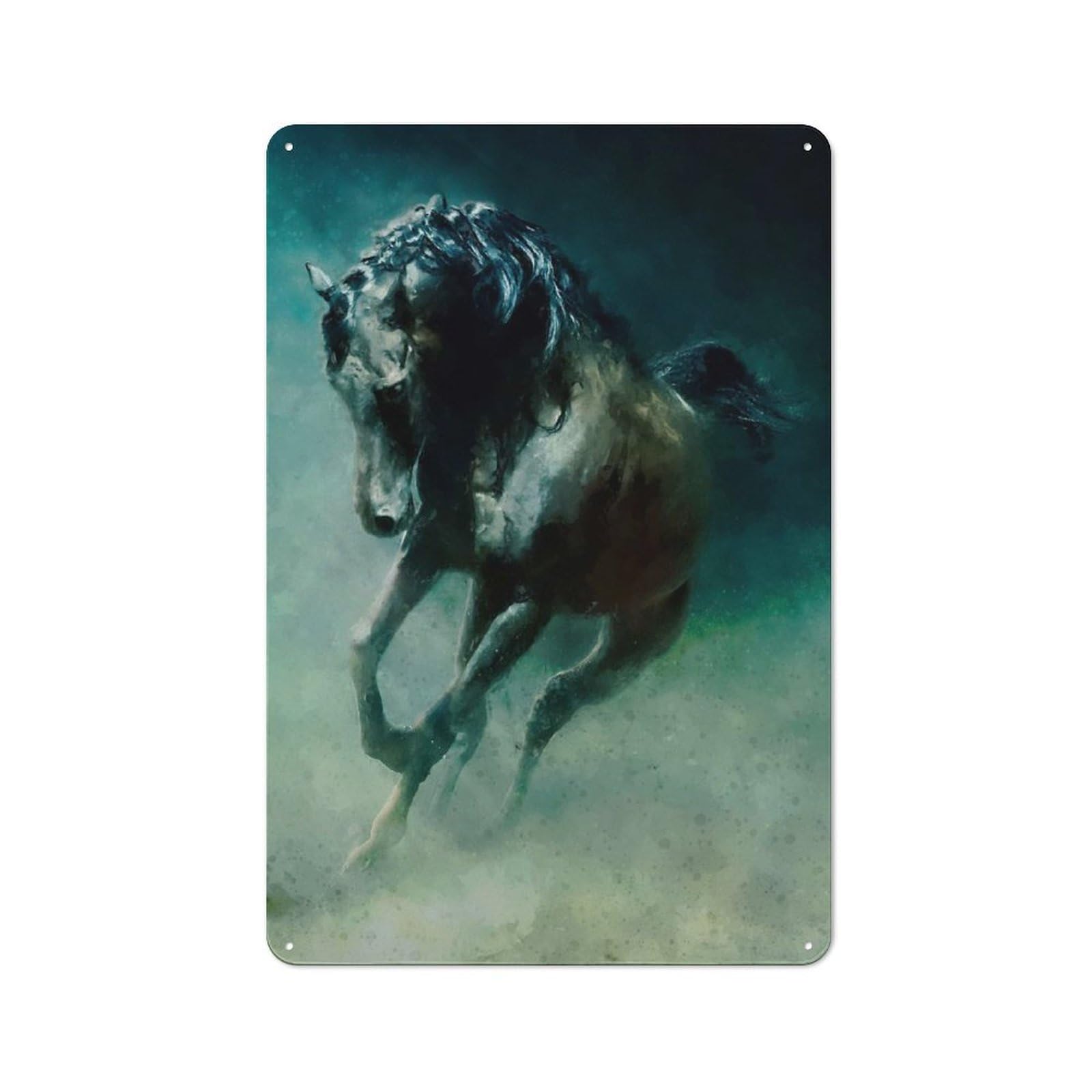 Office Metal Sign with The Stallion Design 30x20cm, Classic Study Room Decor for Office, Study, Studio Or Hallway