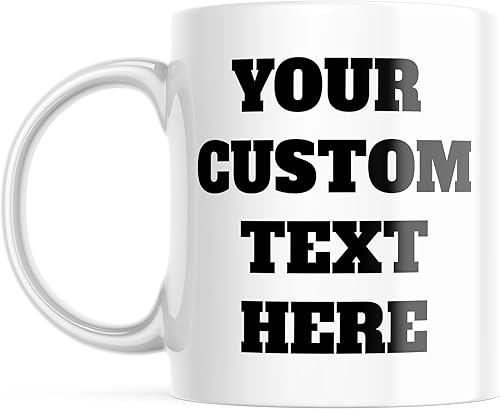 Tazas personalizadas con palabras, texto o nombres personalizados, taza de café de cerámica blanca de 11 onzas, tazas de café personalizables para