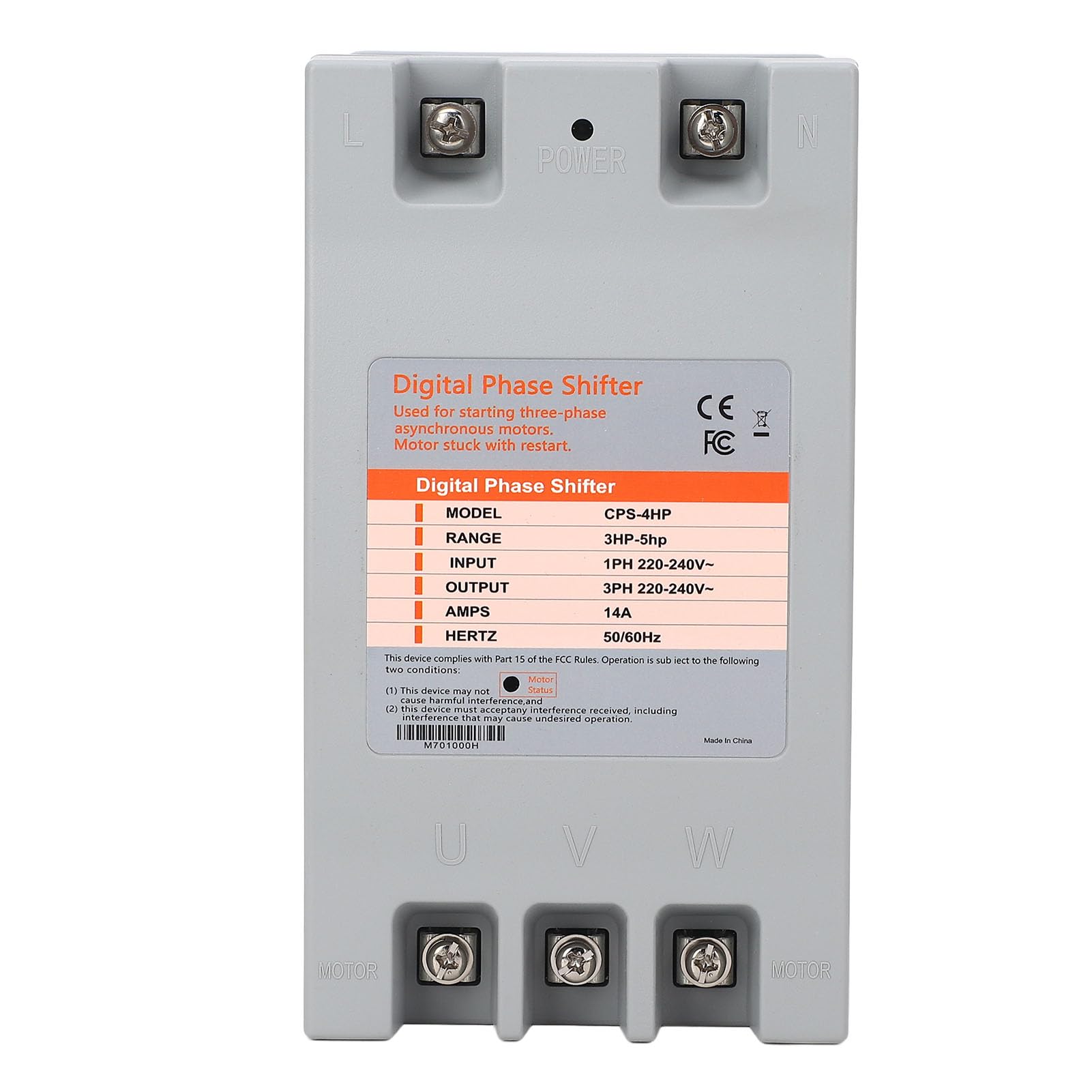 Convertitore di fase singolo a trifase, 2,5 a 3,7KW 14A 50 60Hz Sfasatore digitale ad alta efficienza, Convertitore di frequenza 3 a 5 cavalli