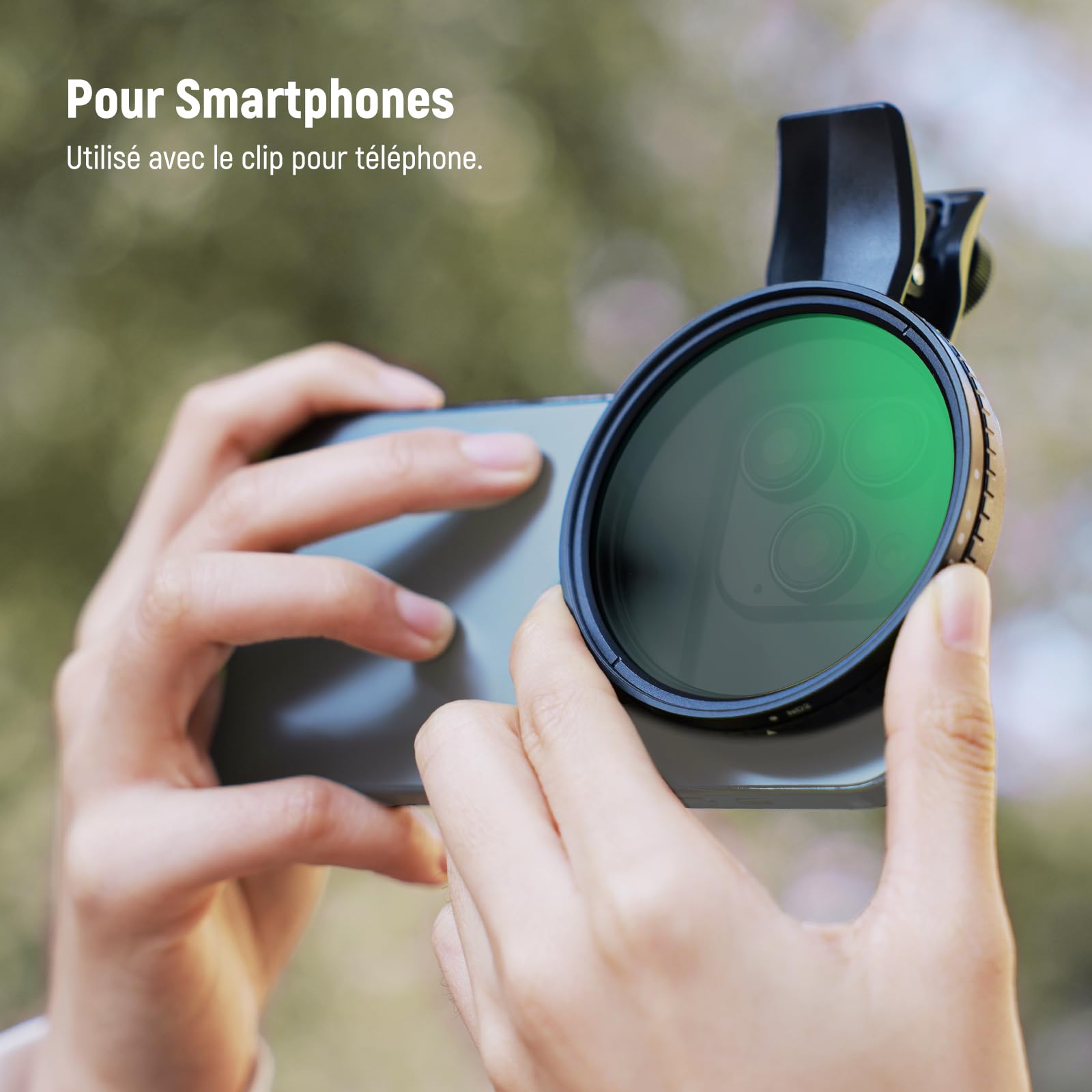NEEWER 67mm Filtre ND Variable Compatible avec iPhone,Filtre à densité Neutre ND2-32 à Clipser, Kit d'accessoires Photo pour iPhone 17, 16, 15 Pro Max Plus, 16e, 14, 13 Mini, FL-B25