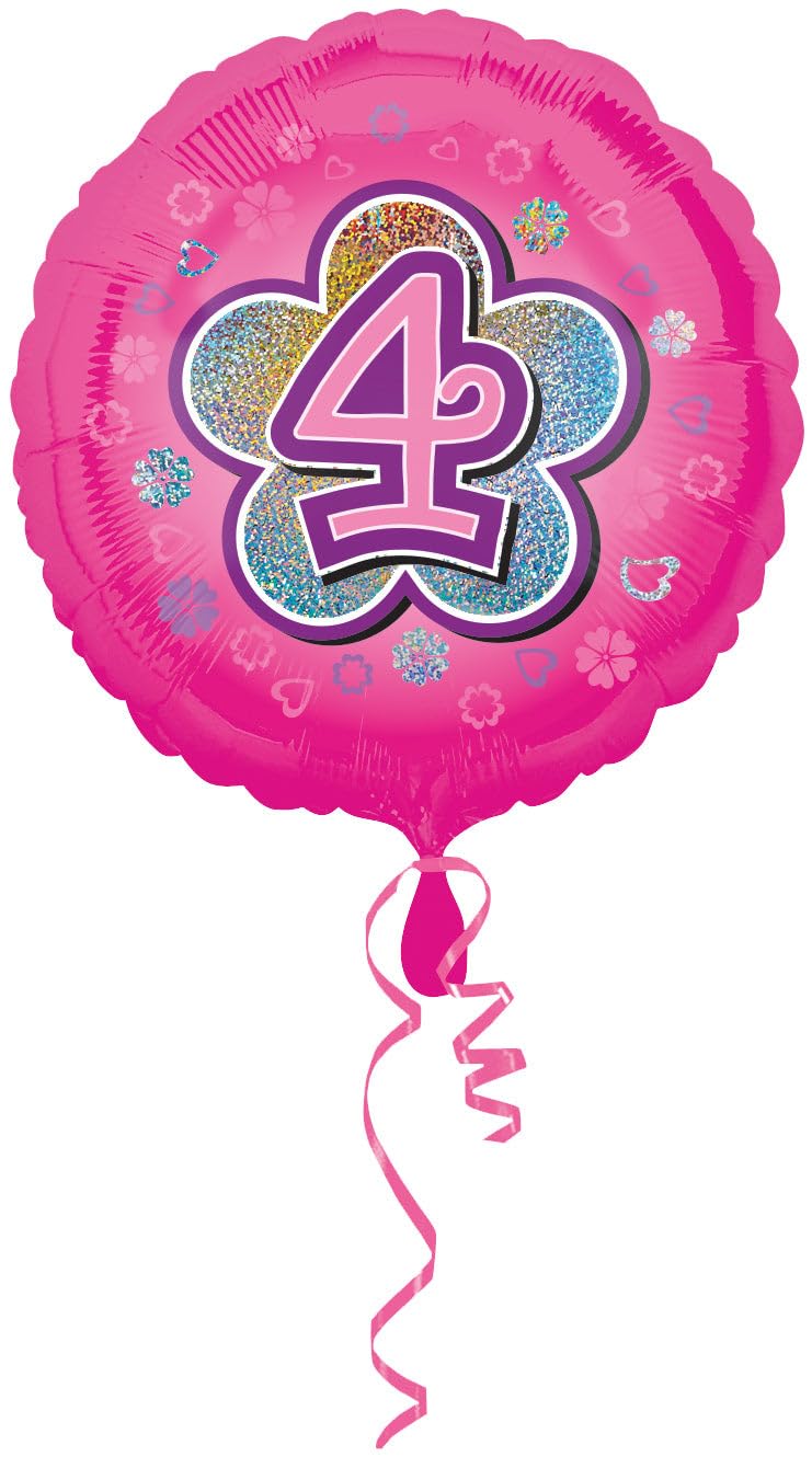 Amscan 2954601 18C:Pink Flowers 4 Holo