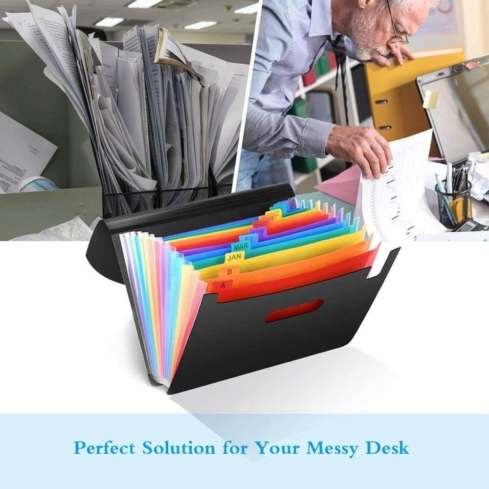 TECHTEST24 Pocket Expanding File Folder with Cover Large Plastic