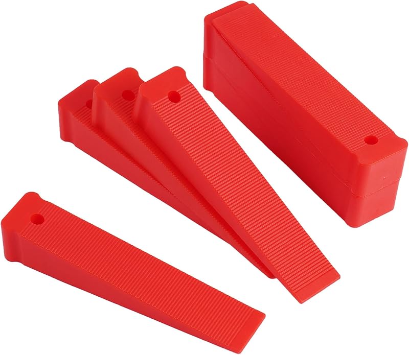 Paquete de 8 cuñas niveladoras y cuñas compuestas de plástico rojo: soporte de carga extremo, nunca se pudre, para ajustes de muebles, puertas e inodoros