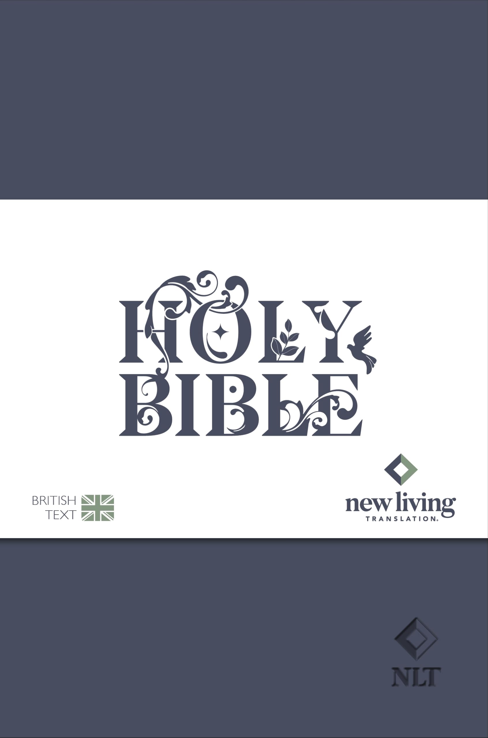 NLT Holy Bible, Navy Blue Flexiback, Leather-Feel, Debossed Detailing, British