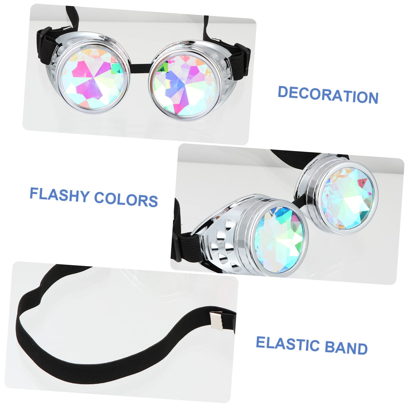 NOLITOY Steampunk Kaleidoscope Glasses Rave Led Rhinestone Goggles Accessories for Adults Boys and Girls