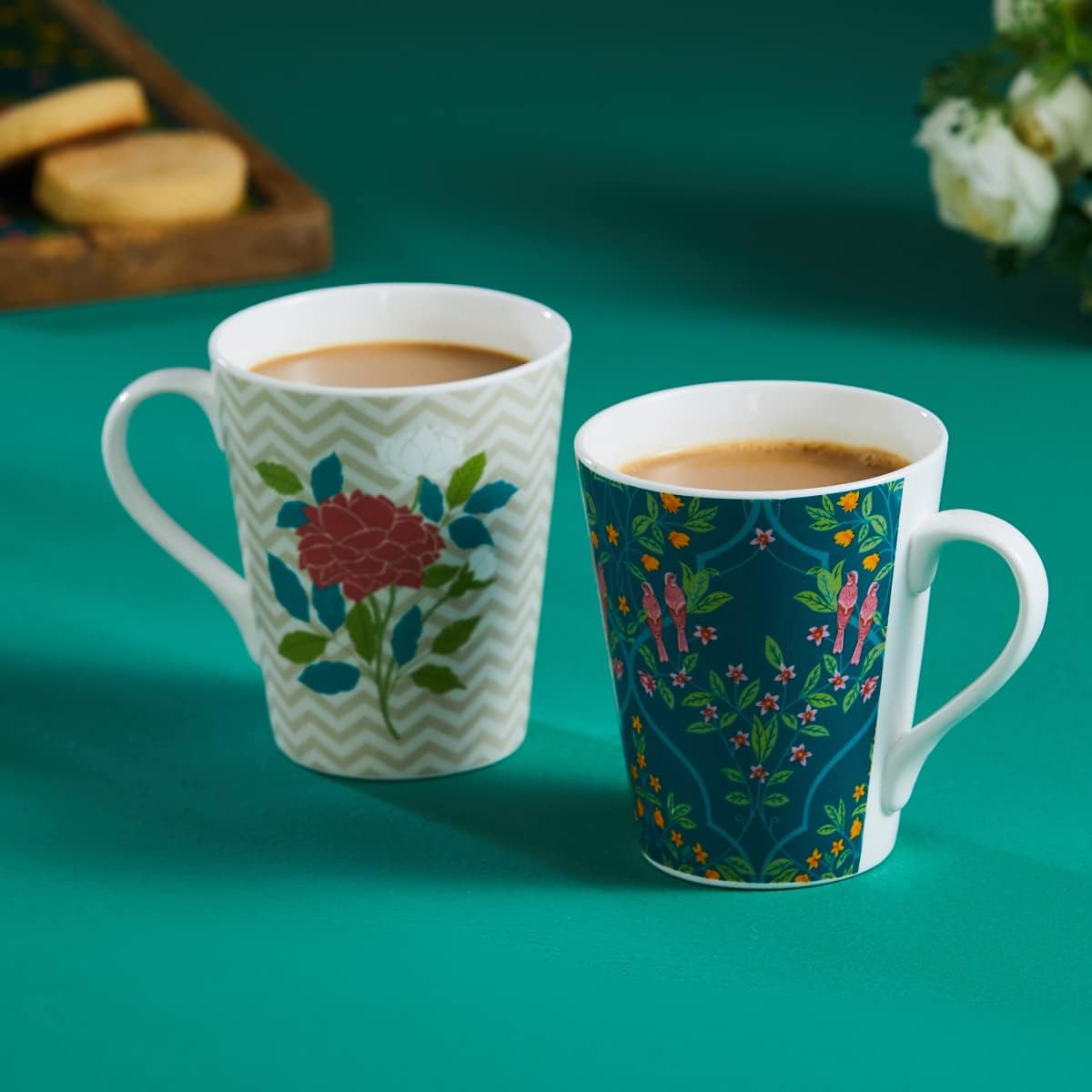 Home CentreCorsica Bela Printed Bone China Coffee Mug - Set of 2