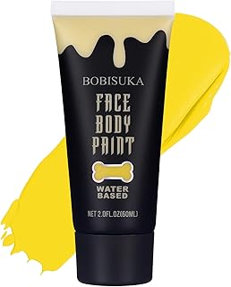 BOBISUKA Yellow Face Body Paint, Water Based Face Painting for Art Theater Halloween Party Cosplay Clown SFX Makeup for Women Adults, Non-Toxic Washable