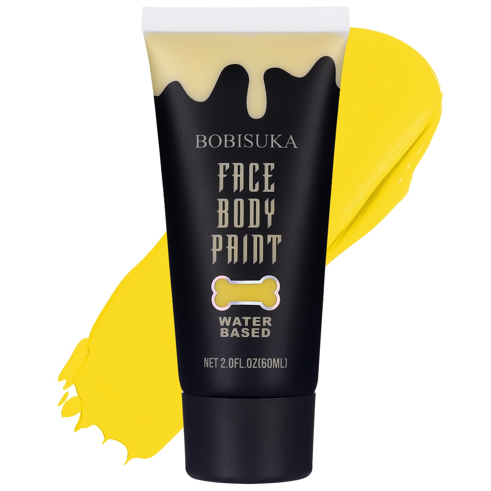 BOBISUKA Yellow Face Body Paint, Water Based Face Painting for Art Theater Halloween Party Cosplay Clown SFX Makeup for Women Adults, Non-Toxic