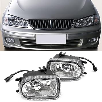 ZONTO 2PCS 55W Front Fog Lamp Assembly 12V Daytime Running Light Halogen Front Bumper Light Set for Nissan Sunny SENTRA N16 1999 2001 2002