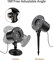 Vista 6 de Proyector de luces de Navidad al aire libre, luces LED impermeables de copo de nieve para exteriores, efecto de nieve dinámica de nieve, iluminación