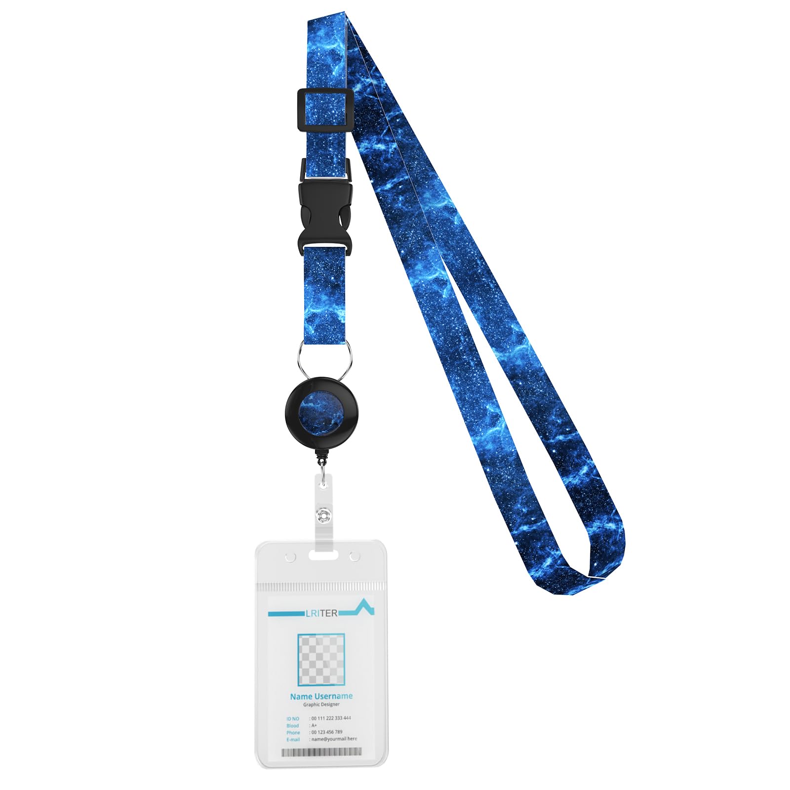 WOCOCN Cruise Ship Lanyard with Adjustable Neck Strap and Waterproof Clear Card Holder, Free Retractable, Carry with You to Protect Your Valuables (Starry Sky Blue)