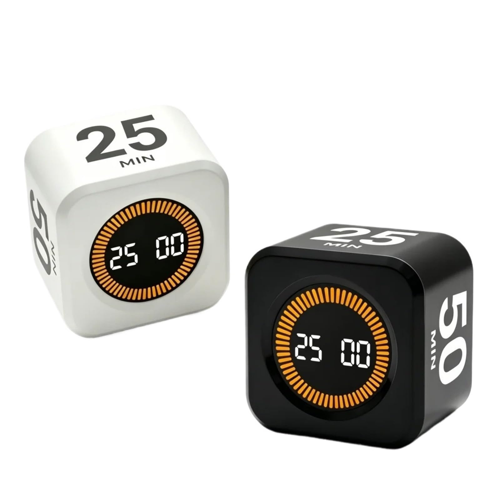 Cuenta Regresiva Preestablecida Del Temporizador Pomodoro Visual Giratorio | Adecuado for hornear en la cocina, estudiar y productividad en la oficina.(2PCS-White-Black)