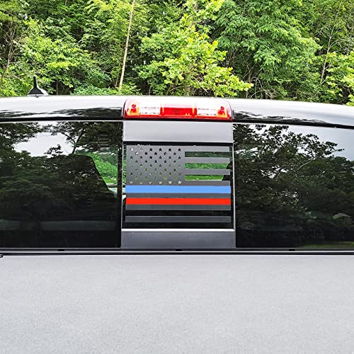 Image of Xinghe for Nissan Frontier 2013-2026, American Flag Decals for Truck Back Middle Window (Matte Black Blue and Red Line, for Nissan Frontier 2013-2026)