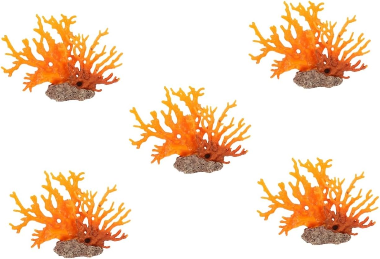 5pcs Fish Tank Coral Ornaments Realistic Fake Coral Household Decor Fish Tank Coral Decor Large Betta Fish Tank Artificial Coral Decoration Tank Decor Plant Sa