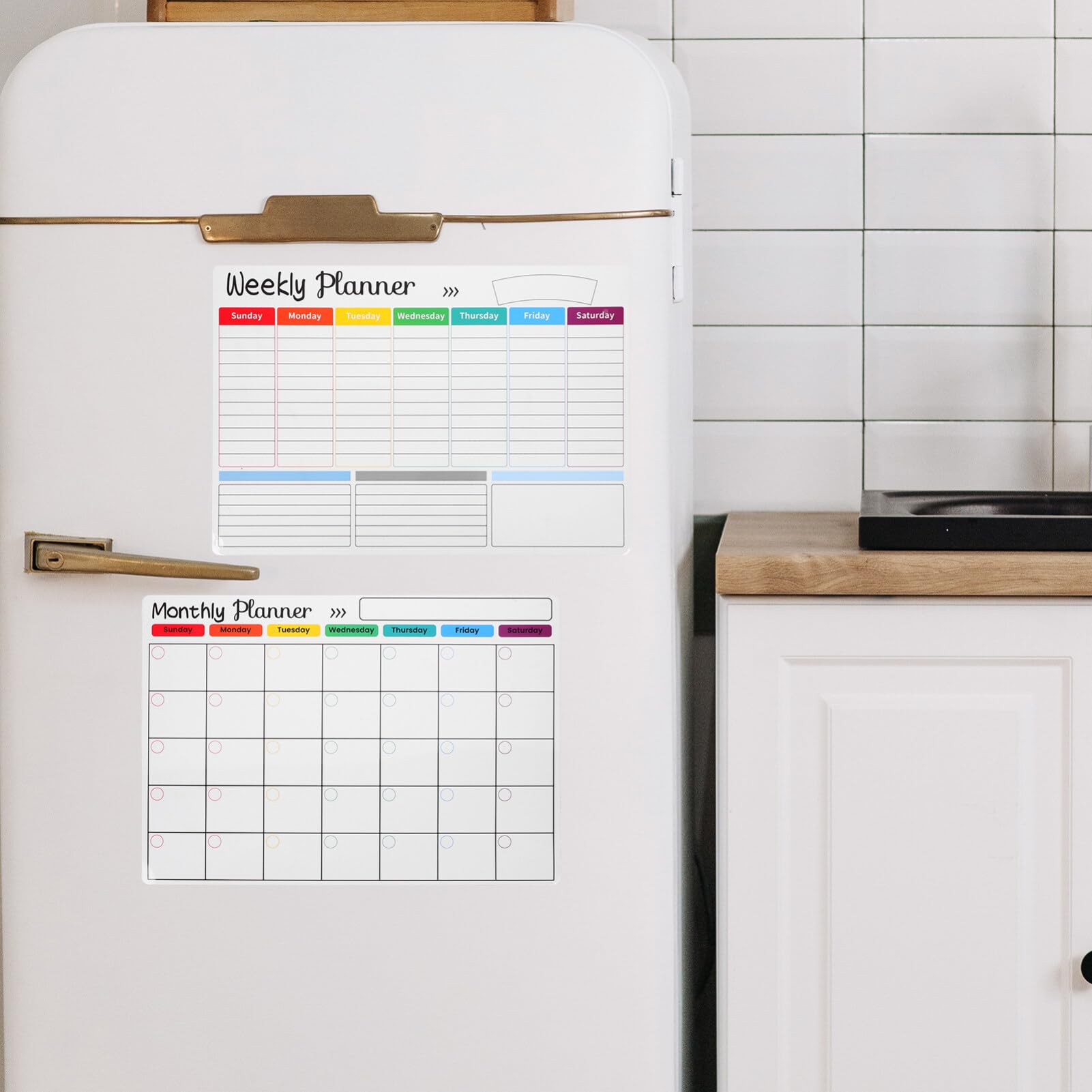 VILLCASE Wochenplaner mit Magnet für Kühlschrank Whiteboard-planer Magnetische Tagesplaner-tafel aus Robustem Kunststoffmaterial für Effiziente Terminkalender-organisation Abwischbare Notiz