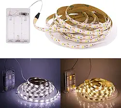 Fita Super Led 2m Metros 120 Leds Branco Quente Ou Frio Sem Fio Alimentação 3 Pilhas AA Autoadesiva Cordão Luminoso Luz Decoração Casa Quarto Cozinha (Branco Frio)