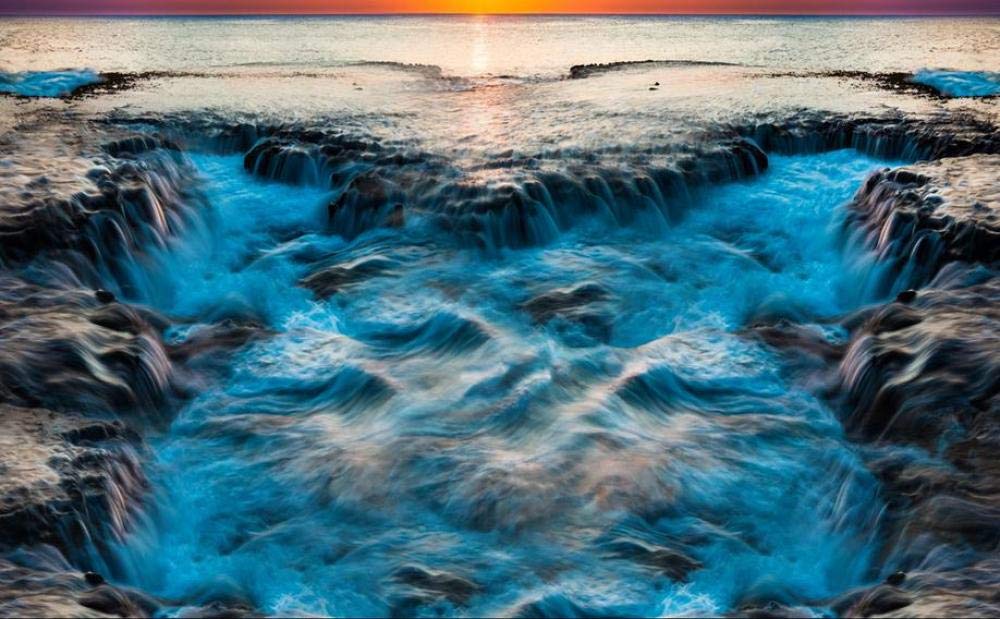 Vinile Photo Photo Wallpaper personalizzato 3D Piano 3D Blue Ocean Wave European Mural Floor Decorazione della casa-250cmx175cm.