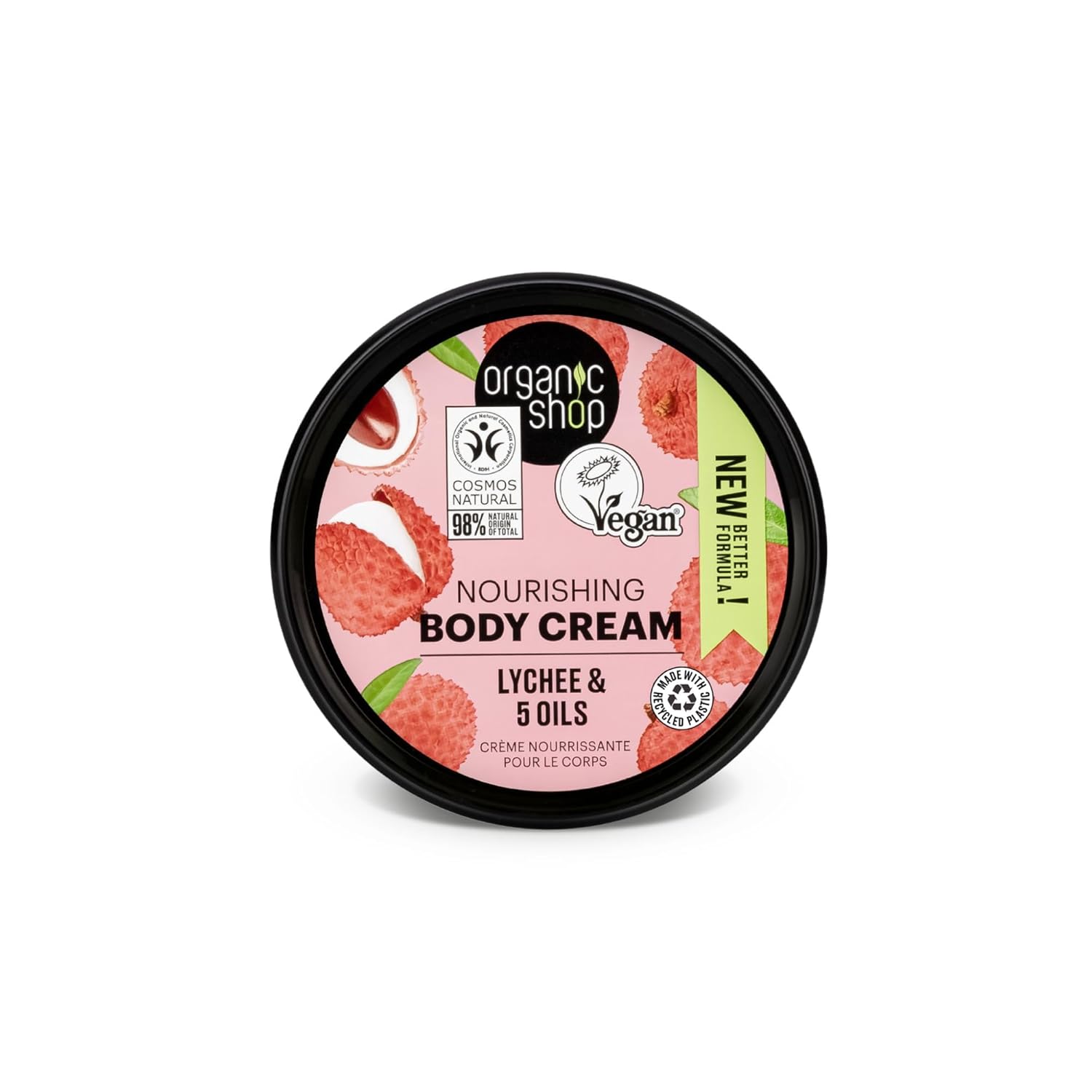 Organic Shop Lychee & 5 Essential Oils Nourishing Body Cream, 100% Vegan & Organic, Daily Hydration & Moisturizer, Body, Face, Hand & Foot Natural Lotion, Intensive Care & Skin Hydration. 250ml - Image 2