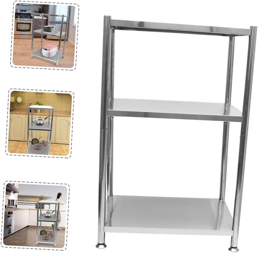 Multifunctional Kitchen Storage Rack 3-Tier Free-Standing Organizer for Balcony Food-Grade Metal Easy Assembly for Home and Restaurant Use