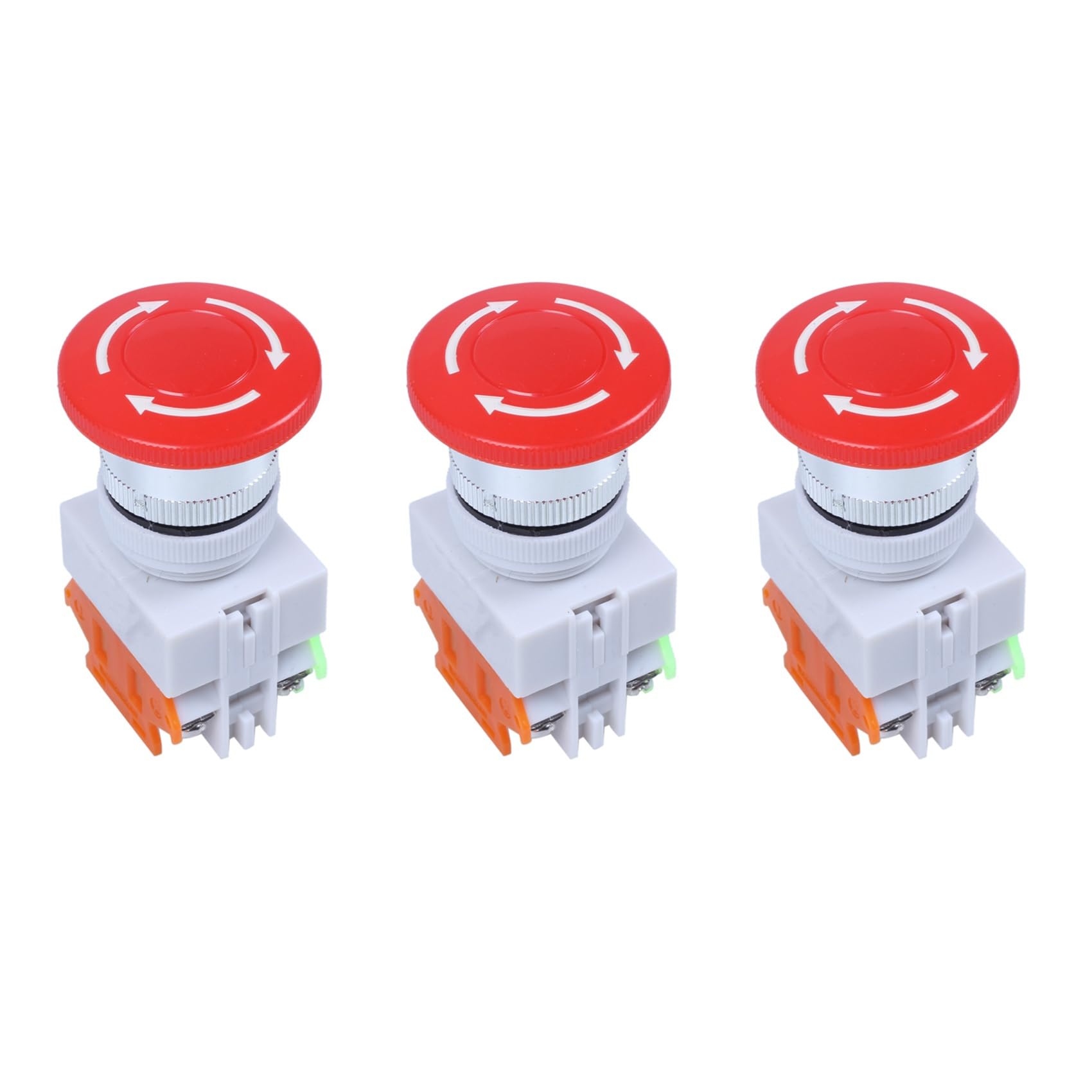Jnchdghwa As Picture Shown 3X Red Mushroom Cap 1No 1Nc Emergency Stop Push Button Switch Ac 660V 10A