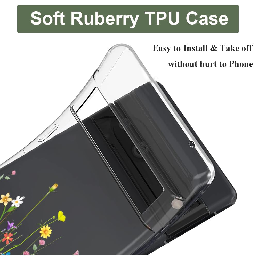 Unov Custodia Per Pixel 8a – Trasparente Morbida TPU Con Motivo Bouquet Di Fiori In Rilievo, Antishock E Antigraffio - 2
