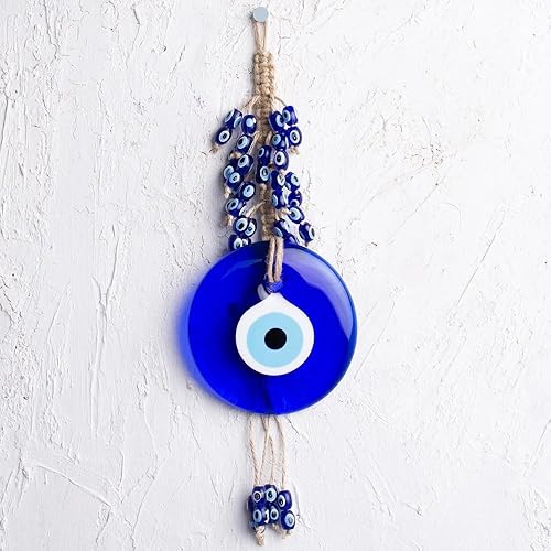 Talismán de cristal azul contra el mal de ojo con cuentas pequeñas, dije de buena suerte, hogar, oficina, decoración del automóvil, jardín, adorno