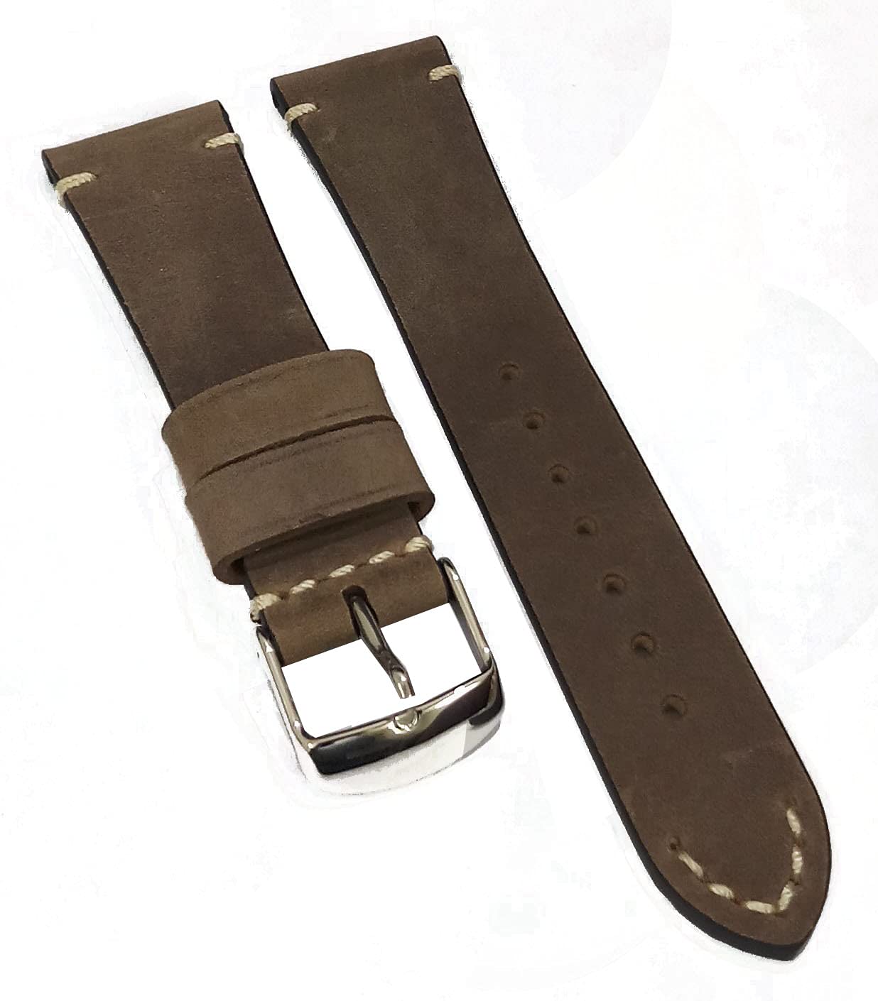 ewatchaccessories19mm Genuine Leather Watch Band Strap Fits 4810, 102341, 4810 Dark Brown Silver Buckle