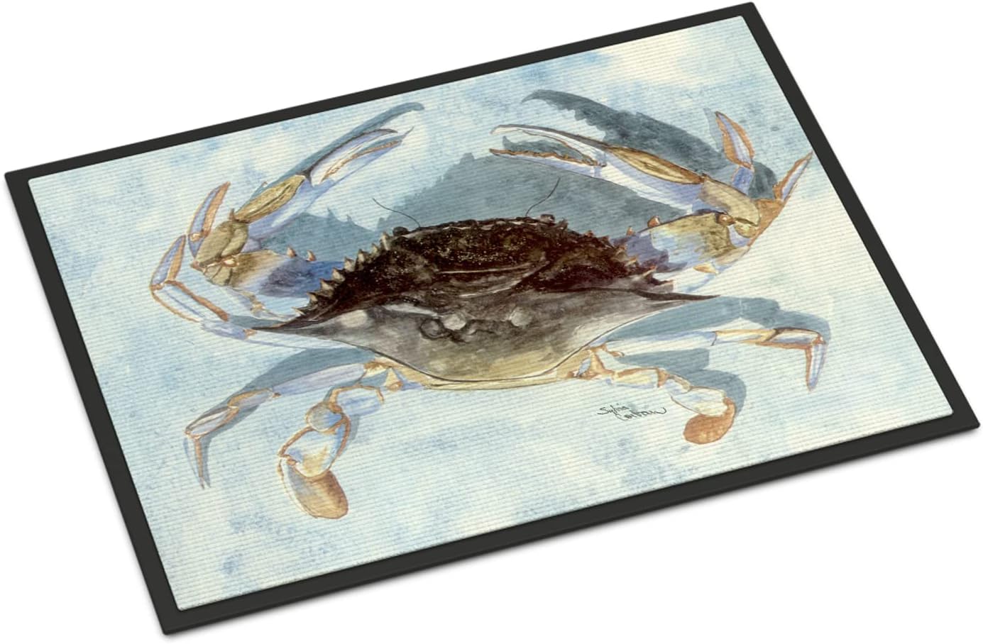 Caroline's Treasures 8011JMAT Blue Crab Doormat 24x36 Front Door Mat Indoor Outdoor Rugs for Entryway, Non Slip Washable Low Pile, 24H X 36W