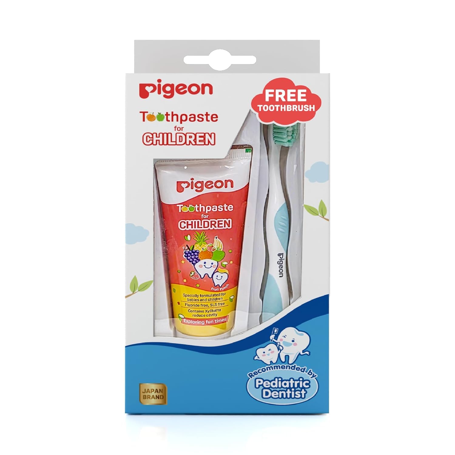 Baby Toothpaste for Kids – Fruit Punch Flavor (45g) | Fluoride-Free, SLS-Free & Safe if Swallowed | Prevents Tooth Decay | Includes Kids Toothbrush (Blue)-image-29