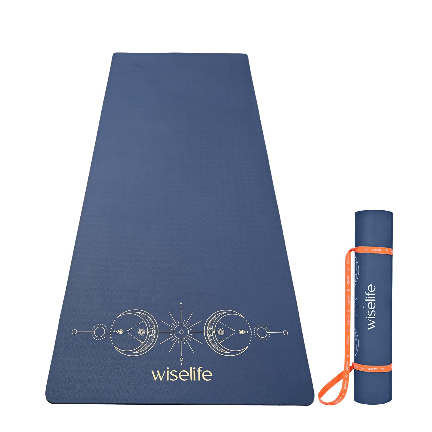 WiseLife Grande XL 6 MM TPE Yoga Mat for Men & Women | Extra Thick, Long & Wide Premium Exercise Mat with Yoga Strap | Anti-Slip & Anti-Tear Ideal for Yoga, Pilates, Home Workouts & Gym Use (Blue)