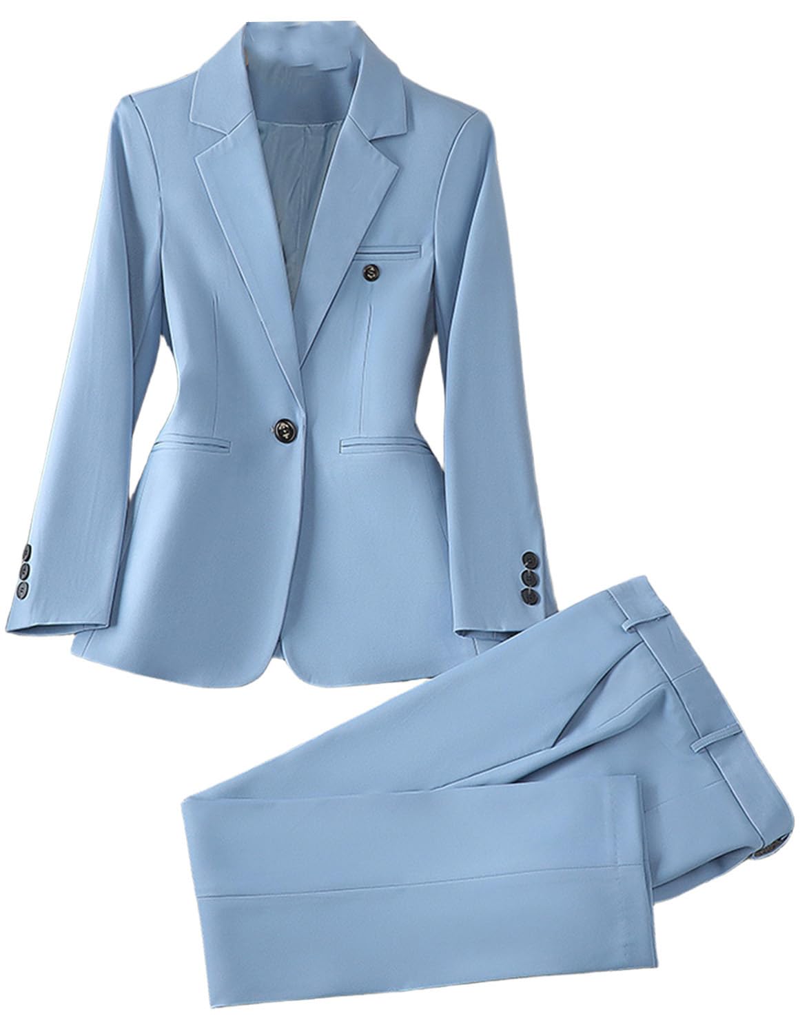 Ulnomio Donna Due Pezzi Vestito Notch Risvolto One Button Business Lavoro Giacca Pantaloni Set