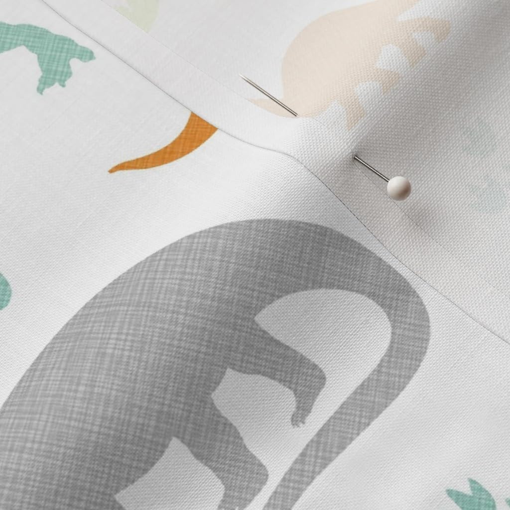 Spoonflower Fabric - Dinosaurs Dino Dinosaur Navy Nursery Mint Orange Grey Prints Printed on Petal Signature Cotton Fabric by The Yard - Sewing Quilting Apparel Crafts Decor
