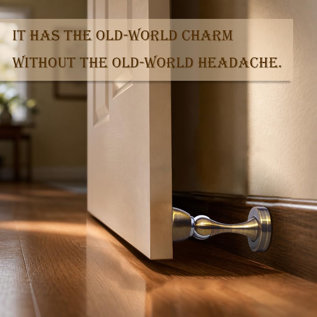 Solid Mental Magnetic Door Stop, Wall Mounted, Bronze image 3