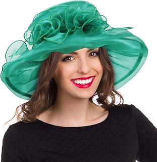 Derby Church Dress Hat for Women Fascinator Bridal Tea Party Wedding Hat Wide Brim