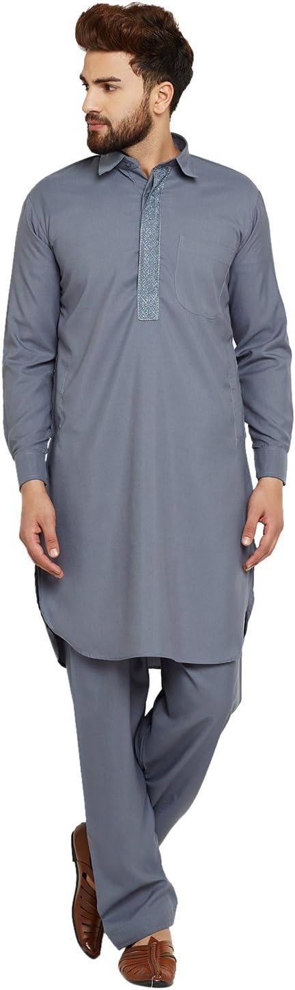 Sojanya (Since 1958, Men's Cotton Blend Pathani Kurta & Salwar SET