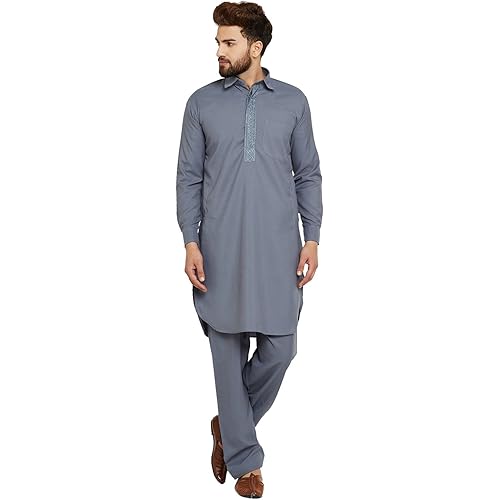 Sojanya (Since 1958, Men's Cotton Blend Pathani Kurta & Salwar SET