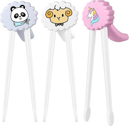 Miniatura 1 de Palillos de entrenamiento para niños y principiantes, 3 pares de palillos lindos para niños con palillos de aprendizaje para diestros o zurdos