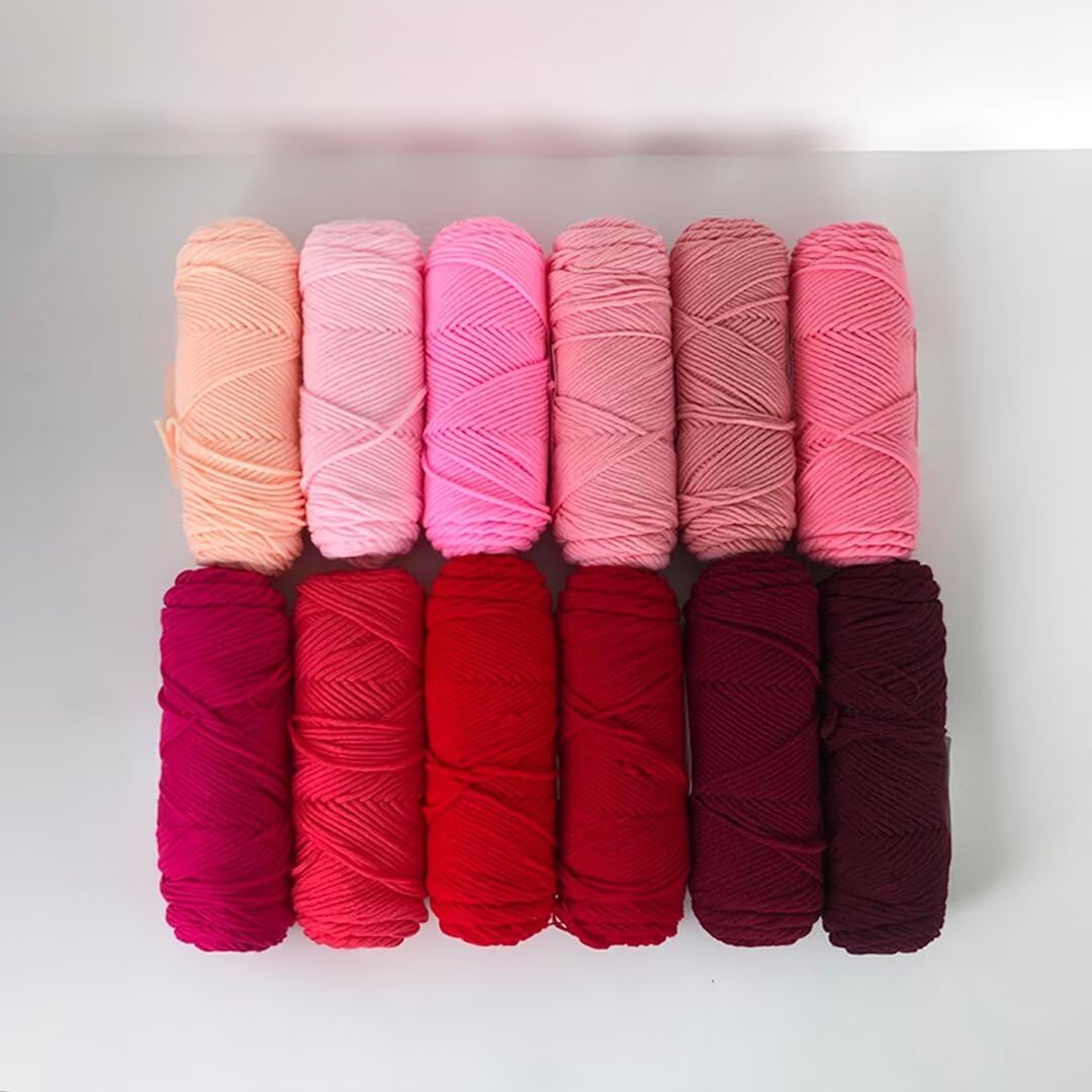 Gruba przędza szenilowa, 100 g motków przędzy dziewiarskiej, 8 nitek nici, grubość 3 mm, 110-130 m na kłębek(12 Rollsred Pink,100g/roll)