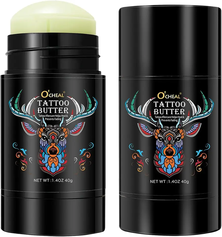 Bálsamo de manteiga para tatuagem, creme hidratante orgânico natural para tatuagens antigas e novas, clareador de cor para melhorar a cor