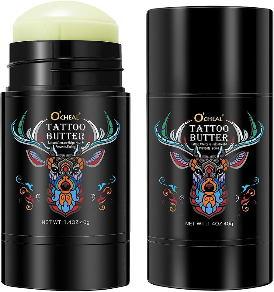 Bálsamo de manteiga para tatuagem, creme hidratante orgânico natural para tatuagens antigas e novas, clareador de cor para melhorar a cor
