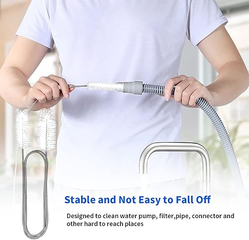 Miniatura 3 de Juego de 10 cepillos de drenaje flexibles para limpiar pajillas, cepillo de limpieza de tubos, cepillo de manguera de acero inoxidable de 61