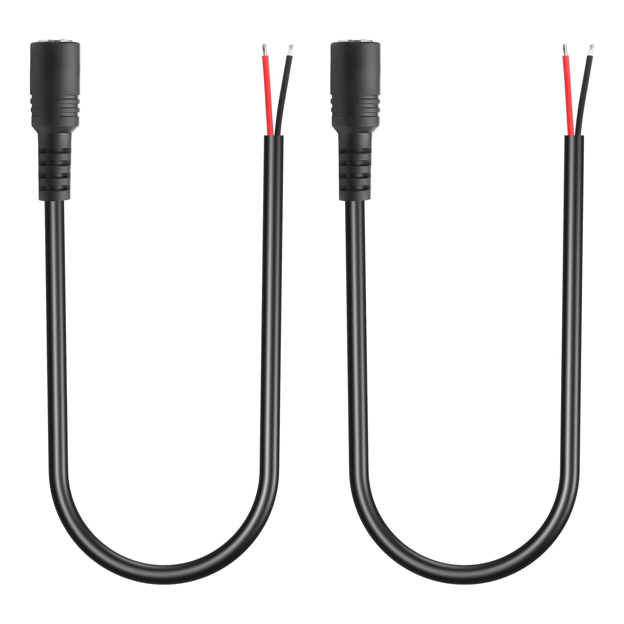 GINTOOYUN 2 Pack DC6330 Power Pigtails Cable 6.3x3.0mm Female Plug Jack to Bare Wire Open End Extender Line 30cm for Laptops Notebook 18AWG