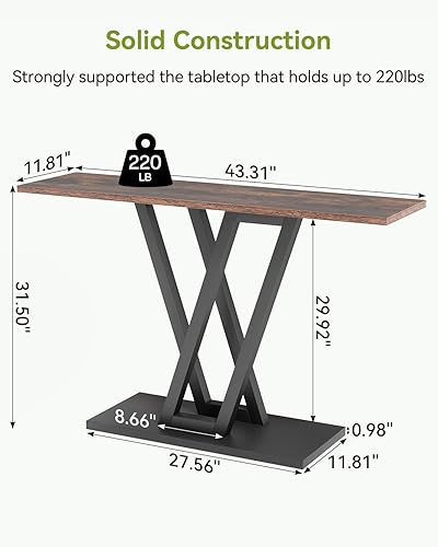 Miniatura 3 de LITTLE TREE Mesa consola de pasillo para entrada, mesa de sofá de 43 pulgadas, mesas de entrada para sala de estar, marrón rústico